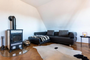 Doppelhaus- Villa Leipzig Schleußig , moderner Altbau Apartment Dachetage mit 2 Schlafzimmern und separatem Zusatzzimmer , Parkplatz - Balkon - Kamin - Eicheparkett - Arbeitsplatz